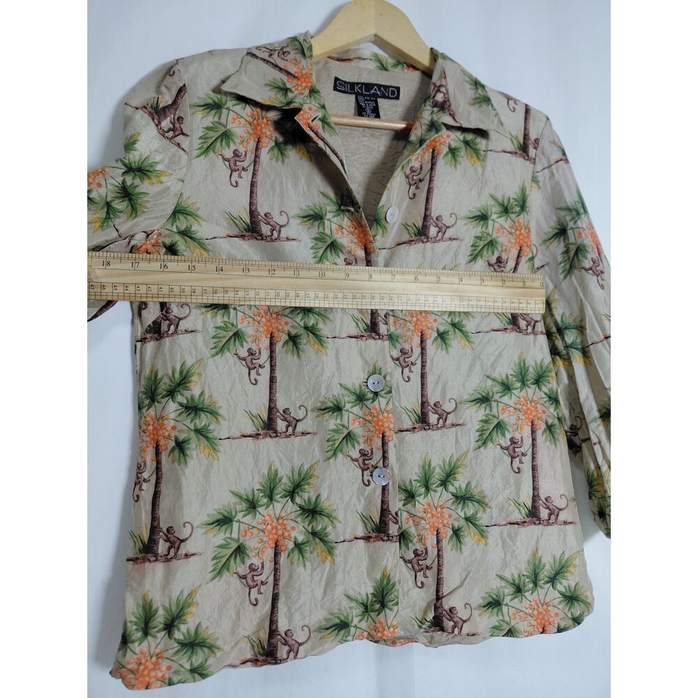 Vintage Silkland 100% Silk Animal Print Lined V-Neck Jacket Women Size 6 - Picture 6 of 9